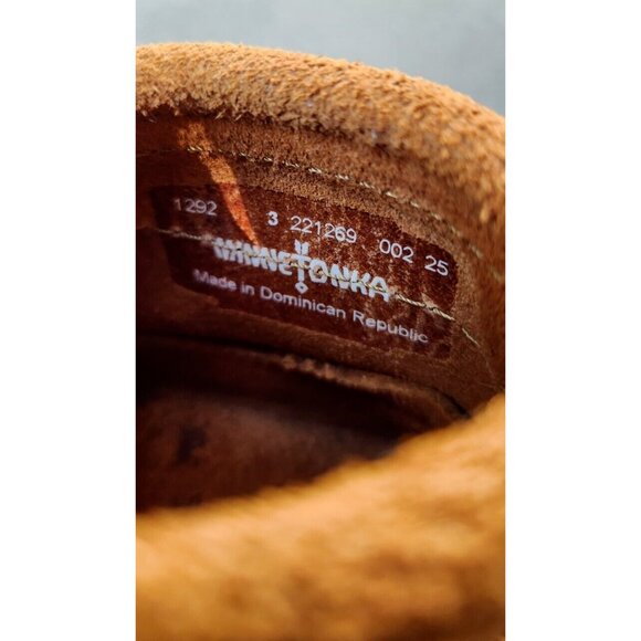 MINNETONKA Toddler Size 3 Kids Double Fringe Zip Suede Ankle Boot Brown 1292 - Picture 7 of 16